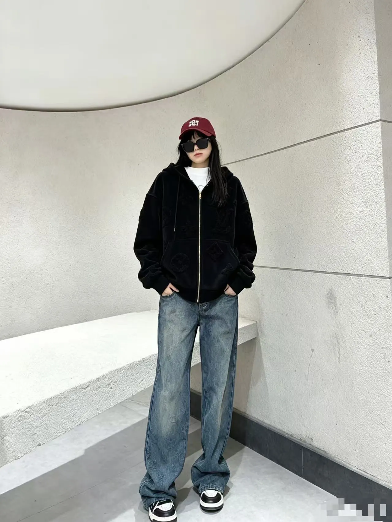 Louis Vuitton/Louis Vuitton towel logo zipper hooded sweatshirt jacket